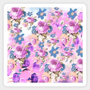 ROSES GIRLY PINK AND PURPLE PATTERN Sticker